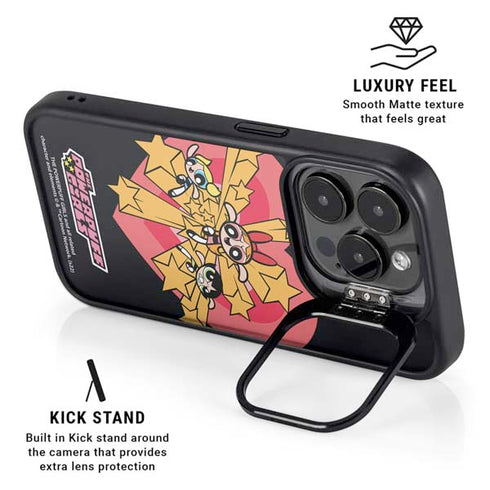 Cartoon Network Powerpuff Girls Gold Stars iPhone 15 Pro Kickstand Case